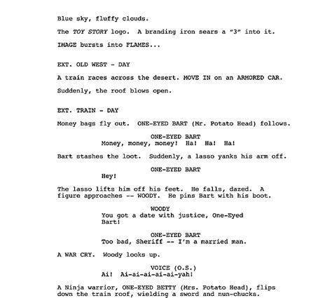 How to Format an Animation Screenplay Sample Page Screenplay