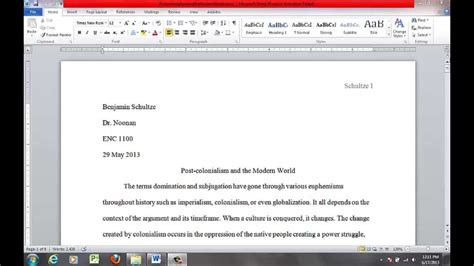 How to Format the MLA Essay in MS Word 2010 Introduction (Video 1