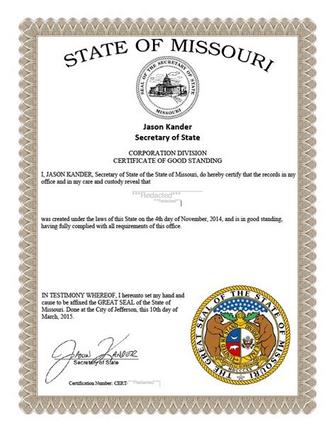 How to Get a Certificate of Good Standing in Missouri A Comprehensive