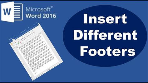 How to Insert Different Footers in Word 2016 Document YouTube