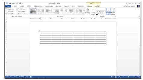 How to Insert a Table in Microsoft Word 2013