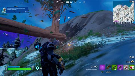 How to Knock Down Timber Pines with a Ripsaw Launcher in Fortnite