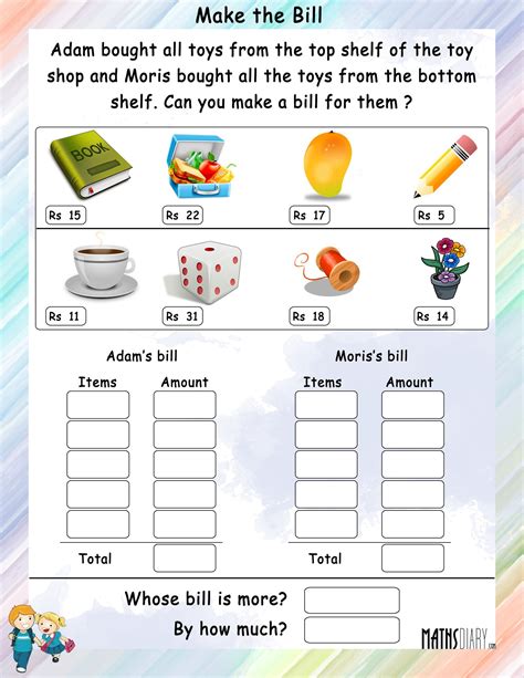 How to Make A Bill Math Worksheets