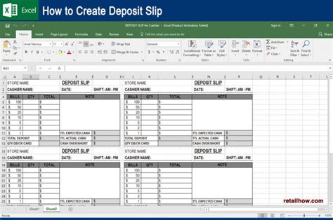 How to Make Deposit Slip in Excel retailhow