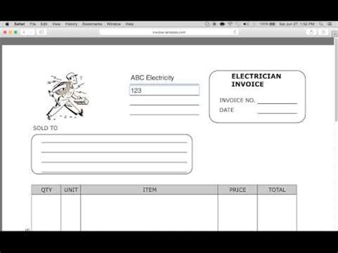 How to Make Electrician Invoice Excel Word PDF YouTube