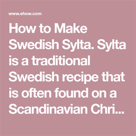 How to Make Swedish Sylta eHow - eHow eHow