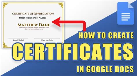 How to Make a Google Docs Certificate Template YouTube