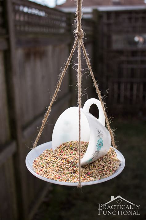 How to Make a Hanging Teacup Bird Feeder - Pinterest