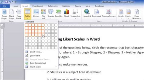 How to Make a Likert Scale in Word - YouTube