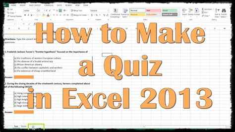 How to Make a Quiz in Excel 2013 YouTube