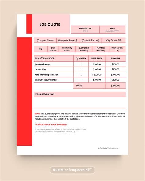 How to Make a Quote for a Job Free Quote Template and Examples