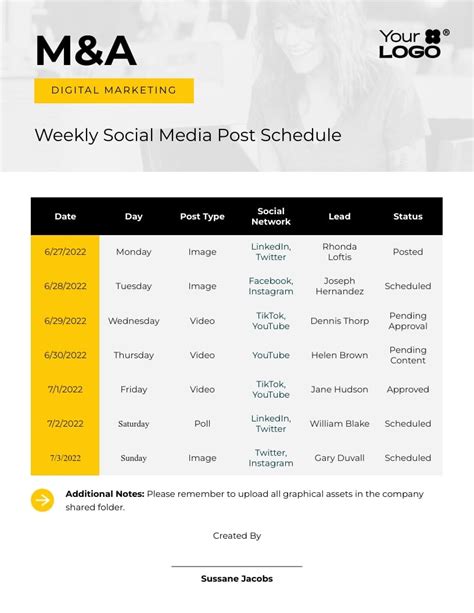 How to Make a Social Media Posting Schedule Free Template 