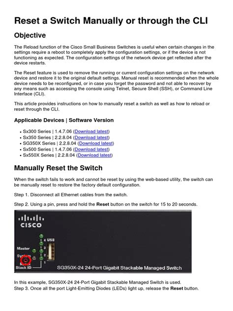 How to Manually Reload or Reset a Switch through the …