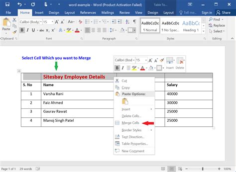 How to Merge Two Cell of Table in Word Word Tutorial