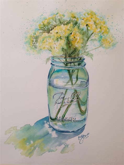 How to Paint Yellow Flowers in A Glass Mason Jar with …