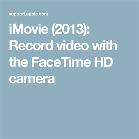 How to Record Video in iMovie Using FaceTime HD …