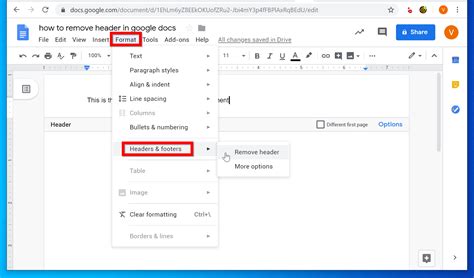 How to Remove Header in Google Docs
