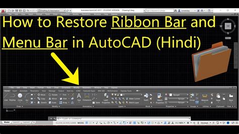 How to Restore Ribbon Bar and Menu Bar in AutoCAD Hindi ll AutoCAD with . 