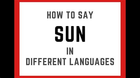 How to Say Sun in Different Languages TDL YouTube