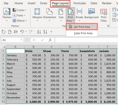 How to Set the Print Area in Microsoft Excel