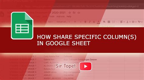 How to Share Specific Column in Google Sheet YouTube