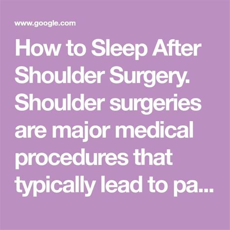 How to Sleep After Shoulder Surgery: 8 Steps (with Pictures)