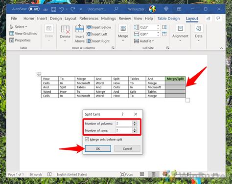How to Split and Merge Cells in a Table Learn Word