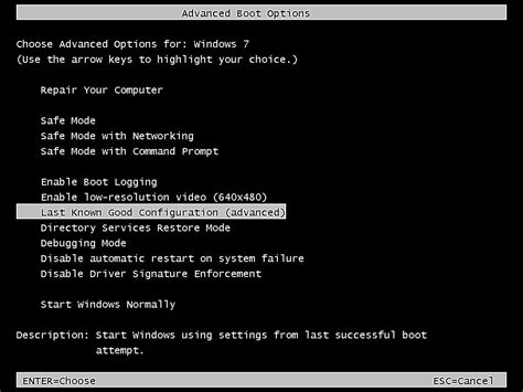 How to Start Windows 7 Using Last Known Good Configuration
