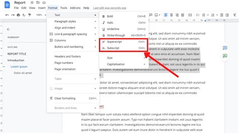 How to Superscript and Subscript in Google Docs