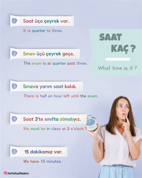 How to Tell Time in Turkish & English Türkçe ve.