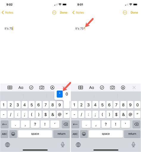 How to Type ° Degree Symbol in iPhone and iPad