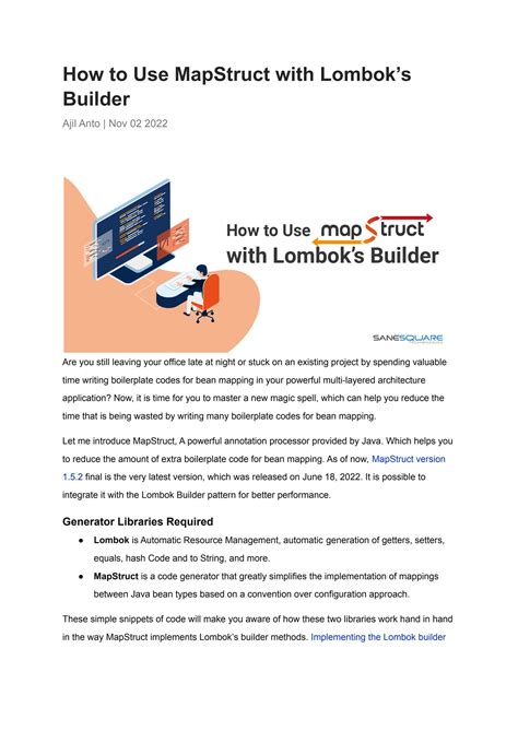 How to Use MapStruct with Lombok’s Builder by sanesquare technologies