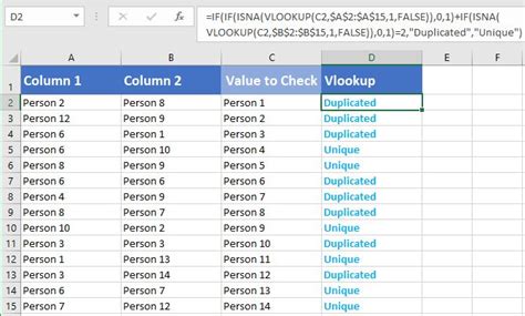 How to Use VLOOKUP to Find Duplicates in Two Columns