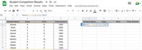 How to Use the SORT function in Google Sheets