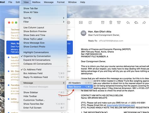 How to View the Source of a Message in Apple Mail