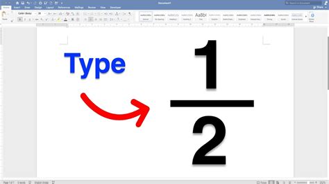 How to Write 1/2 in Word Half as a Fraction YouTube