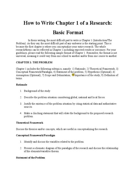 How to Write Chapter 1 of a Thesis