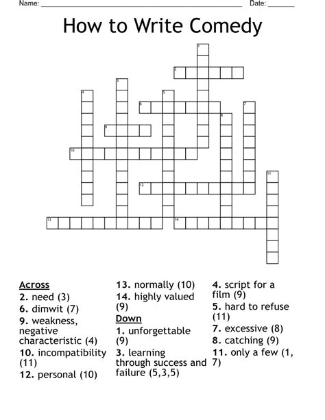 How to Write Comedy Crossword WordMint