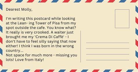 How to Write a Postcard Postcard examples, Postcard format, Postcard