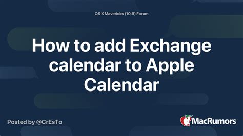 How to add Exchange calendar to Apple Calendar MacRumors Forums