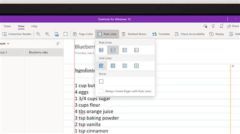 How to add Rule Lines in OneNote for Windows 10 YouTube