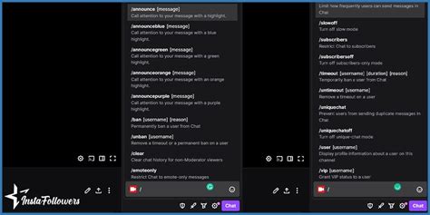 Twitch commands. Twitch divides the default commands into four sections: Basic Commands for Everyone; Basic Commands for Broadcasters and all Moderators; Channel Editor and Broadcaster Commands; Broadcaster Commands; Below you can check all of the Twitch commands in detail. Basic commands for everyone Mods …. 