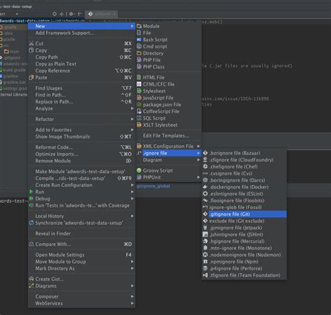 How to add files/folders to .gitignore in IntelliJ IDEA?