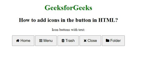 How to add icons in the button in HTML - GeeksforGeeks