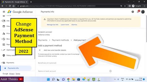 How to add payment method in Google Adsense YouTube