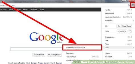 How to add shortcut in google chrome in laptop.  Create shortcuts to web...