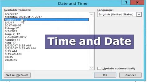 How to add time and date in MS Word - YouTube