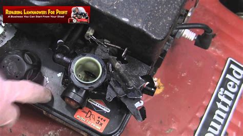 How to adjust briggs and stratton carb. Make sure you have a brand new air filter on the engine, and do not try to run it with the air filter off. I forget what type of equipment this engine is on if it is on a snow Thrower than there is no air filter. I have a Briggs and Stratton 5 hp model 135202. I recently. I have a Briggs and Stratton 5 hp model 135202. 