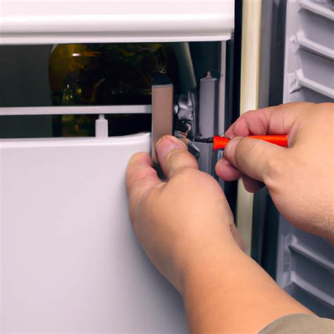 How to adjust refrigerator door whirlpool. Make sure the hinge makes an angle of 90 degrees and that should be with respect to the door's bottom edge. Place the door back and slide the door into its position. Now test the fridge door by opening and closing it. Make sure the door isn't opening too much. Close to see the adjustment on the base of the door. 
