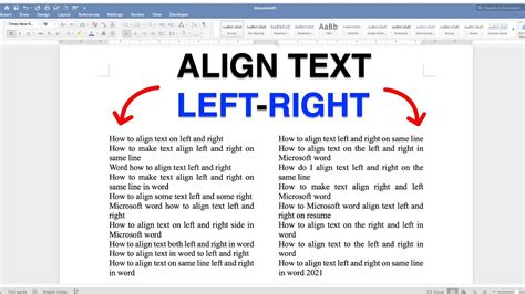 How to align text left and right on the same line in Microsoft Word